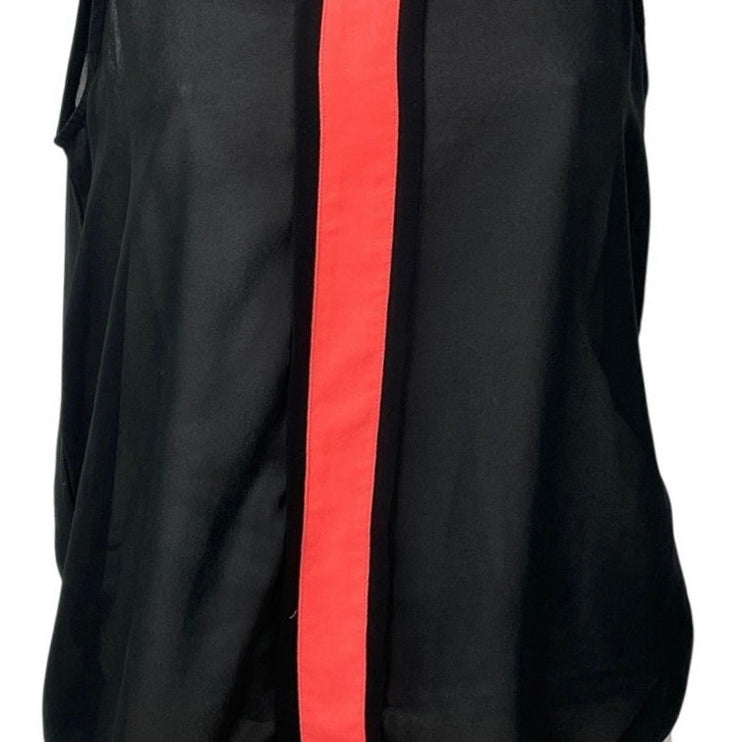 Chloe K Black Sleeveless Striped Colorblock Semi Sheer Tank Blouse Top Size S