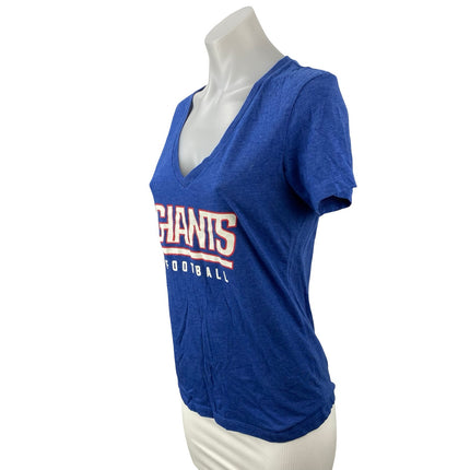 NFL Team Apparel New York Giants Football Women's Blue V Neck T Shirt Tee Top M