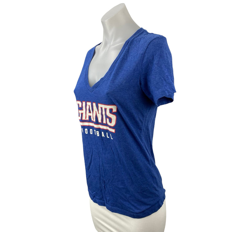 NFL Team Apparel New York Giants Football Women's Blue V Neck T Shirt Tee Top M