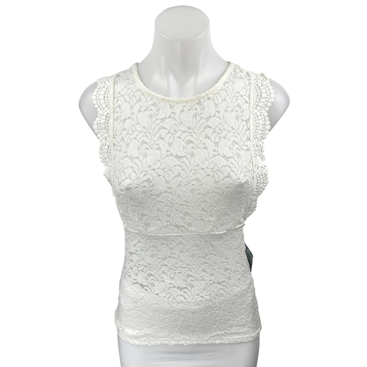 NEW Free People White Floral Lace Sleeveless Racerback Blouse Tank Top Size S
