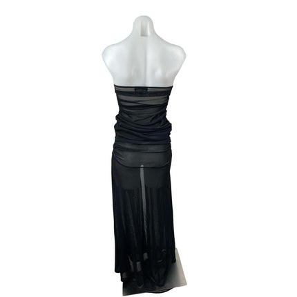 PrettyLittleThing x Naomi Campbell Black Bandeau Ruched Strapless Blouse Top 4
