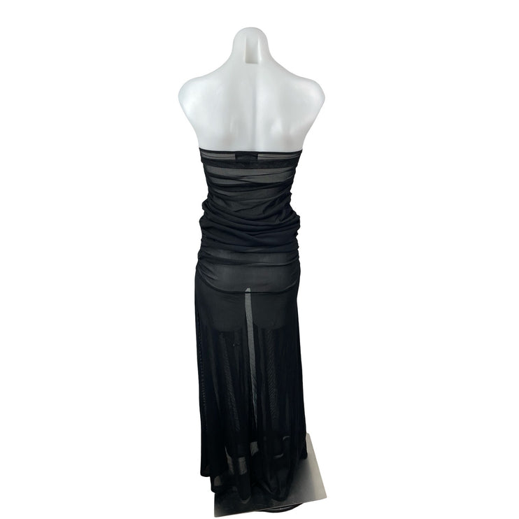 PrettyLittleThing x Naomi Campbell Black Bandeau Ruched Strapless Blouse Top 4