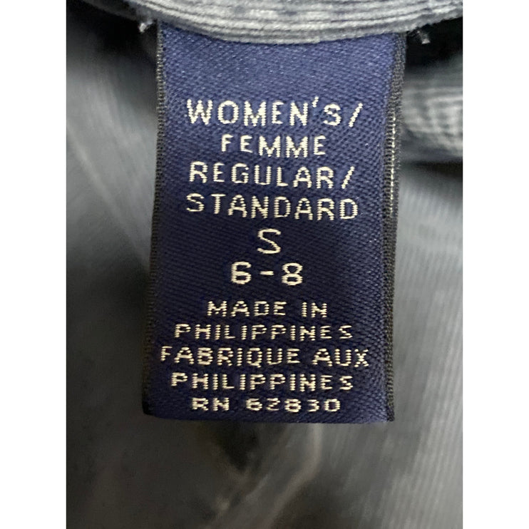 Lands' End Women's Navy Blue Corduroy Long Sleeve Button Down Shirt Top Size S