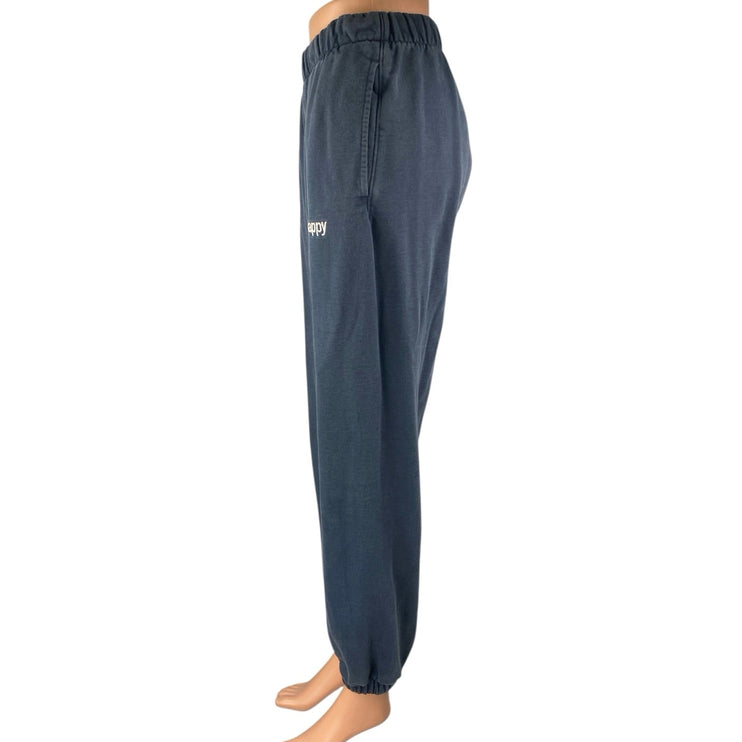 Madhappy Women's Navy Blue High Rise Embroidered Tapered Jogger Sweat Pants XS