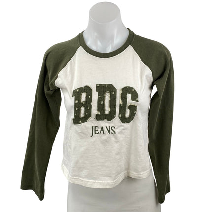 Urban Outfitters BDG Women's Graphic Crew Neck Long Sleeve Crop T-Shirt Top Sz M