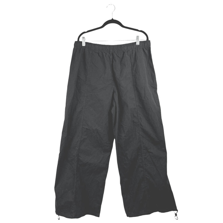NEW Zara Womens Black High Rise Straight Wide Leg Windbreaker Trousers Pants XXLm