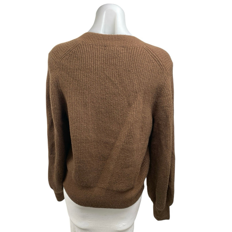 Madewell Melwood Women's Brown Square Neck Long Sleeve Knit Sweater Top Size M
