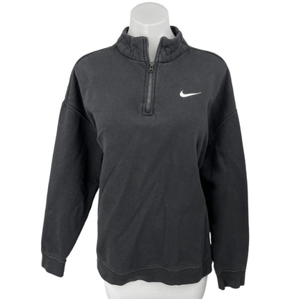 Nike Women's Black Fleece 1/4 Zip High Neck Pullover Sweatshirt Top Size M