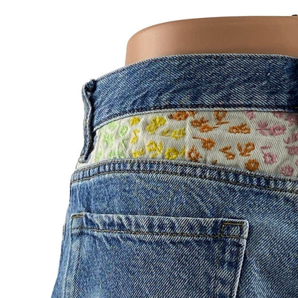 Pacsun Blue Ultra High Rise Frayed Hem Wide Leg Vintage Denim Jeans Shorts Sz 28