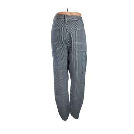 GAP Blue Pin Stripe High Waisted Straight Leg Trousers Denim Jeans Pants Size 34