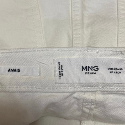 MNG Mango Anais White High Waisted Split Pencil Midi Denim Jean Skirt Size XS