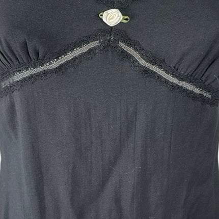 L.A. Hearts Black Lace Sleeveless V Neck Cami Camisole Slit Midi Slip Dress Sz S