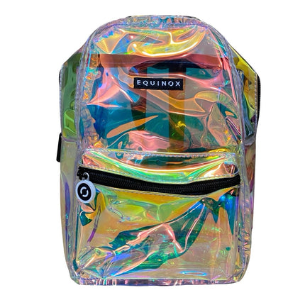 Equinox Women's Metallic Transparent Hologram Iridescent Waterproof Backpack OS