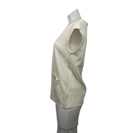 Oak + Fort Cream Ivory Sleeveless V Neck Button Down Vest Cardigan Sweater XXS
