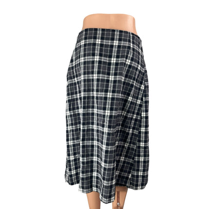 Zara Women's Black Plaid Asymmetrical Wrap Belt Midi Flare A-Line Skirt Size M