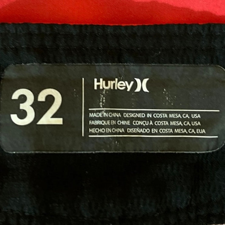 HURLEY Phantom Block Party Mens Pink Red Dye Stretch Tie Swim Board Shorts Sz 32