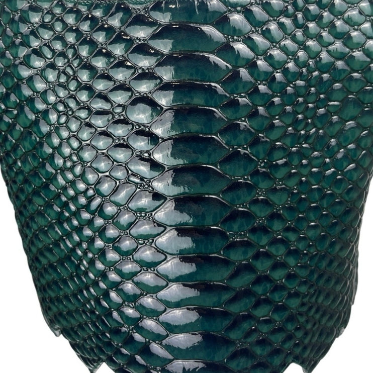 NEW Mia Vesper Blue Green Crocodile Snaggle Snakeskin Animal Crop Leather Top XL