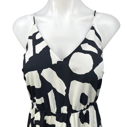 Ann Taylor LOFT Black White Sleeveless Geometric V Neck Blouson Maxi D Brie Ann Taylor LOFT Black White Sleeveless Geometric V Neck Blouson Maxi D Brie
