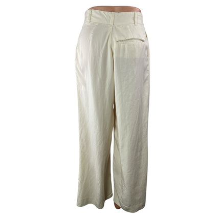 Zara Women's White High Rise Wide Leg Palazzo Trousers Dress Pants Size S