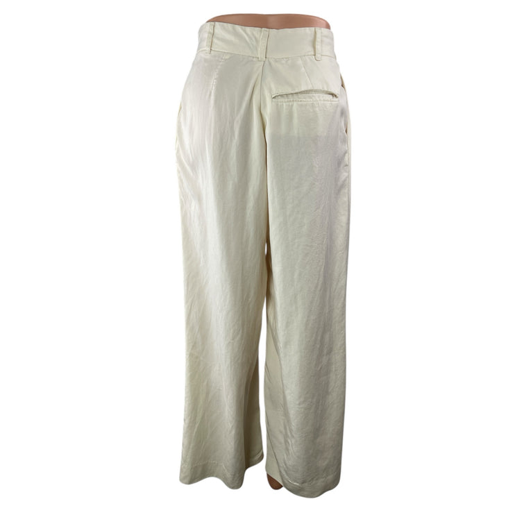 Zara Women's White High Rise Wide Leg Palazzo Trousers Dress Pants Size S