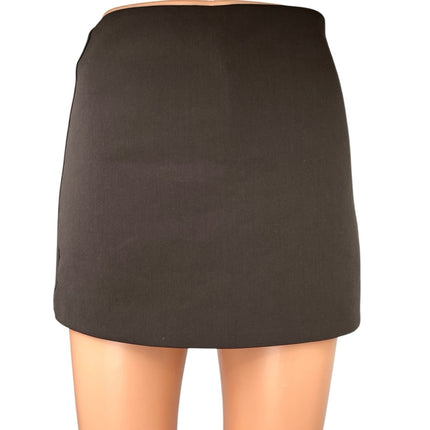 Zara Women's Brown High Waist Straight Pencil Mini Wrap Skirt Skort Size XS