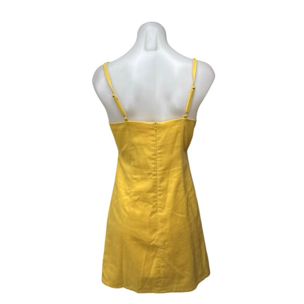 Re: Named Yellow Linen Sleeveless Front Tie Cami Skater A Line Mini Dress Size M