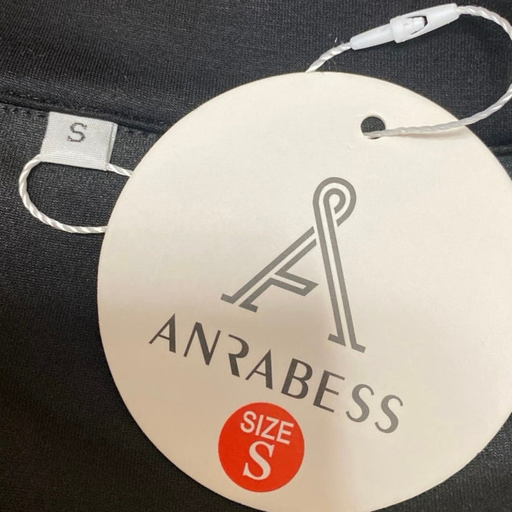 NEW Anrabess Womens Black Long Sleeve V Neck Collared Polo Sweatshirt Top Size S
