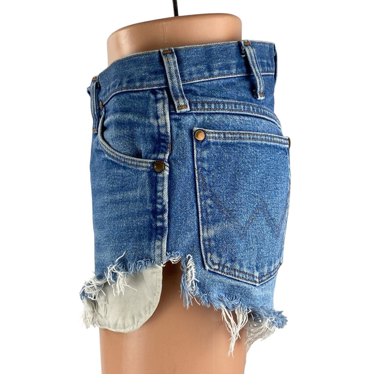 Wrangler Daisy Dukes Womens Blue Raw Frayed Hem High Rise Cutoff Denim Shorts 31