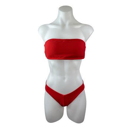 Onia Women's Red Strapless Sleeveless Tube Bandeau Bikini Summer Swimwear Set S