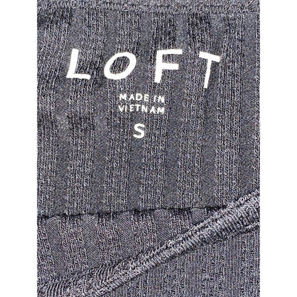 Ann Taylor LOFT Womens Black Short Sleeve Tie Square Neck Knit Blouse Top Size S