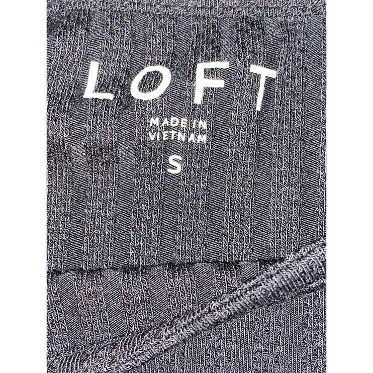 Ann Taylor LOFT Womens Black Short Sleeve Tie Square Neck Knit Blouse Top Size S