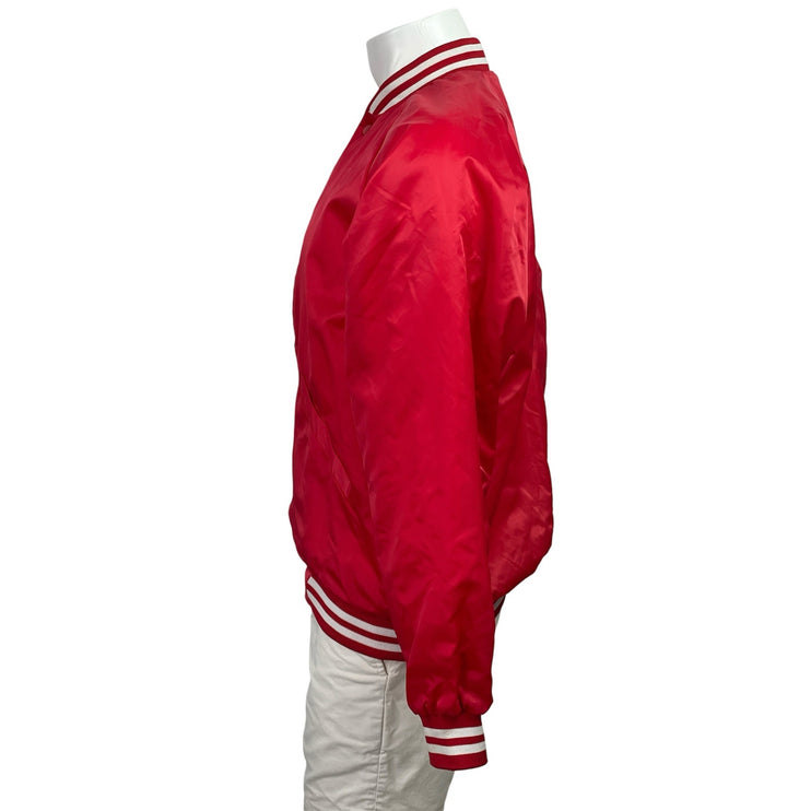 St. Louis Cardinal Brown Red Sriped Trim Long Sleeve Bomber Coat Jacket Size M