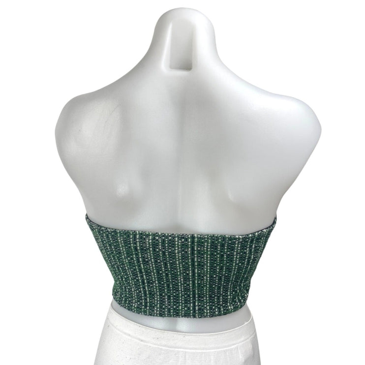 Zara Green Tweed Sleeveless Strapless Cami Bandeau Crop Corset Tank Top Size S
