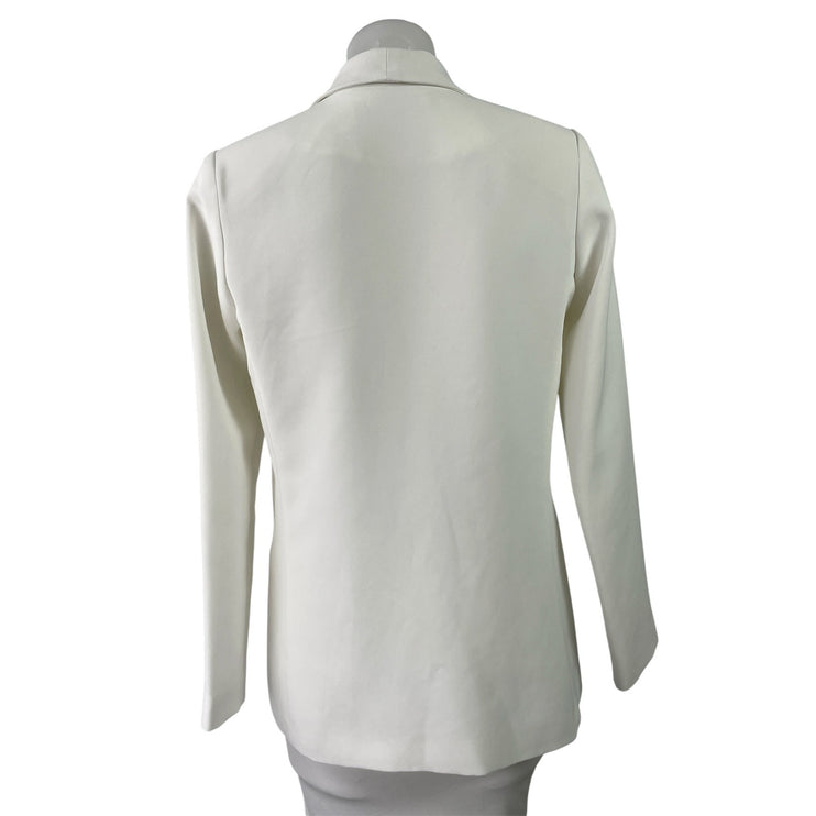 Amanda Uprichard White Notch Collar Long Sleeve Button Blazer Coat Jacket Size M