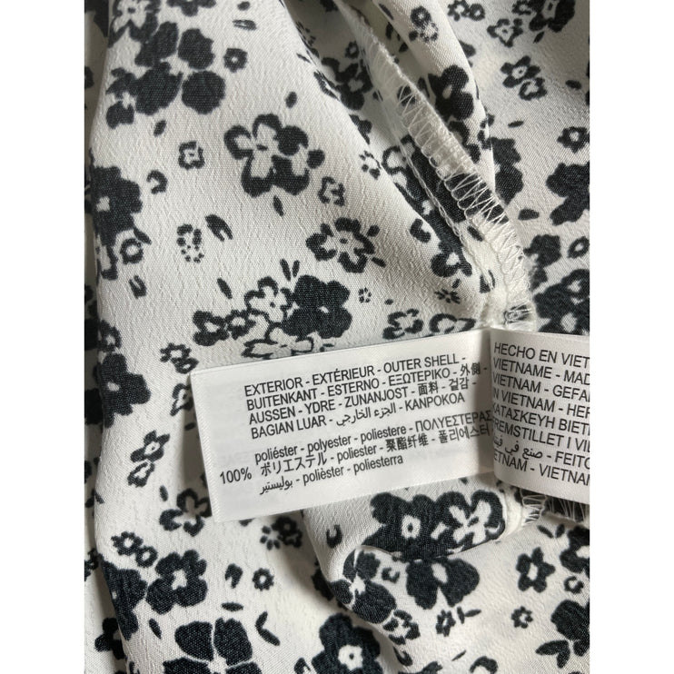 Zara Floral Print Strappy Sleeveless Button Down Midi Cami Flare A-Line Dress M