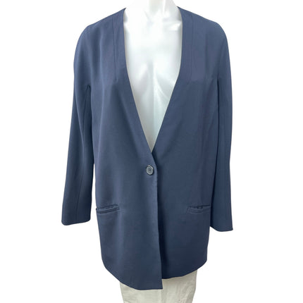 Madewell Women's Navy Blue V Neck Long Sleeve One Button Blazer Coat Jacket Sz 2