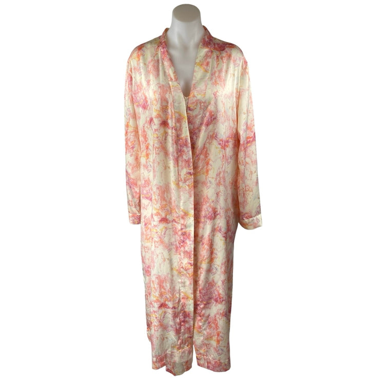 Stars Above Multicolor Silky Satin Marble Print 2Pc Sleepwear Robe Set Size M