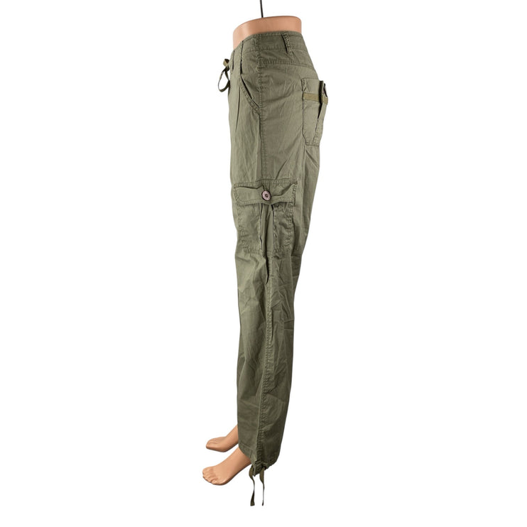 DKNY Jeans Women's Green Mid Rise Loose Straight Baggy Cargo Trousers Pants Sz 4