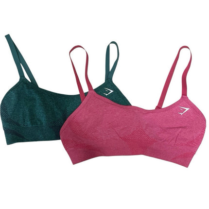 Gymshark Vital Pink & Green Workout Active Bundle Lot of 2 Sports Bra Tank Top S