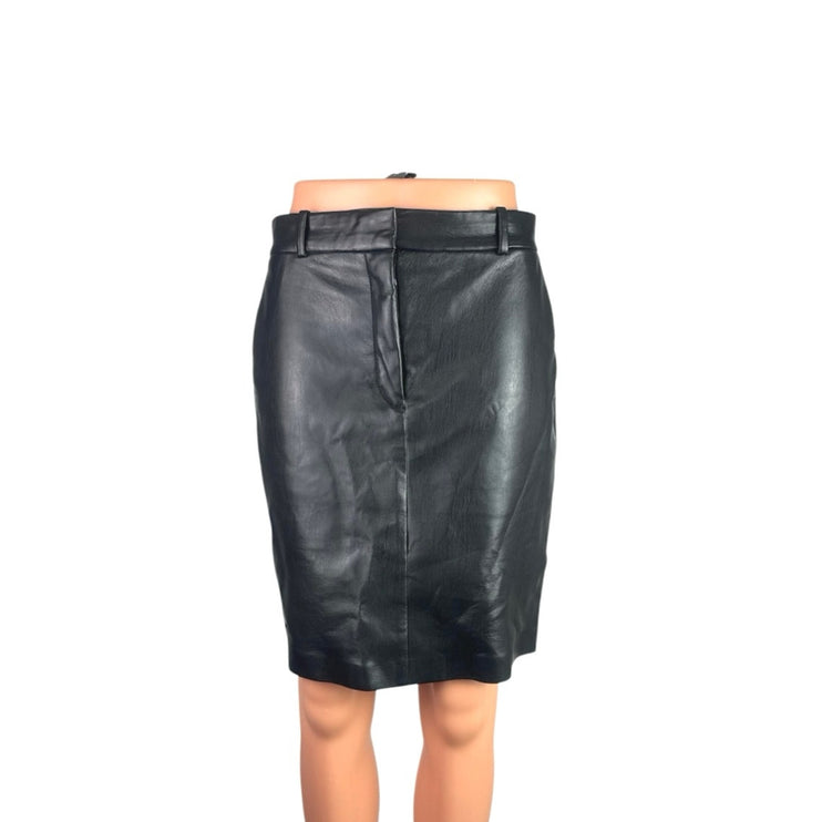 Aritzia Babaton Black Faux Leather Vegan High Waist Pencil Mini Skirt Size 4