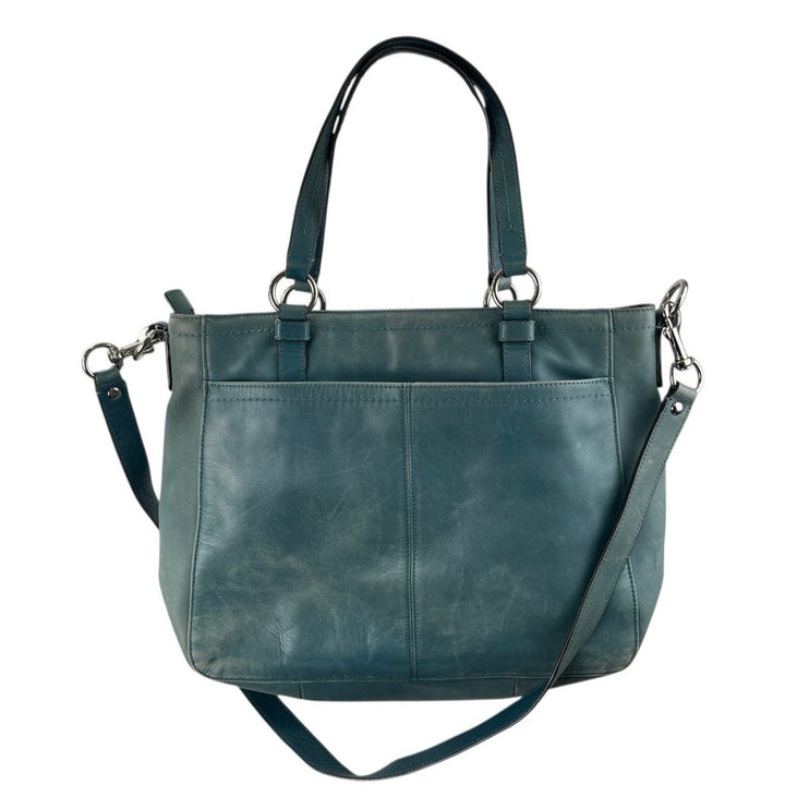 Coach Chelsea Teal Blue 100% Leather Crossbody Zipper Satchel Bag Handbag OS