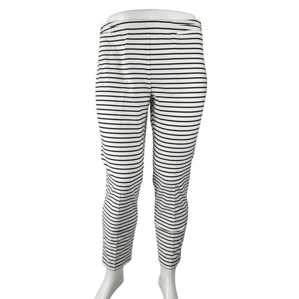 J. Jill Precision Stretch White Striped High Rise Pull On Straight Pants Size 18