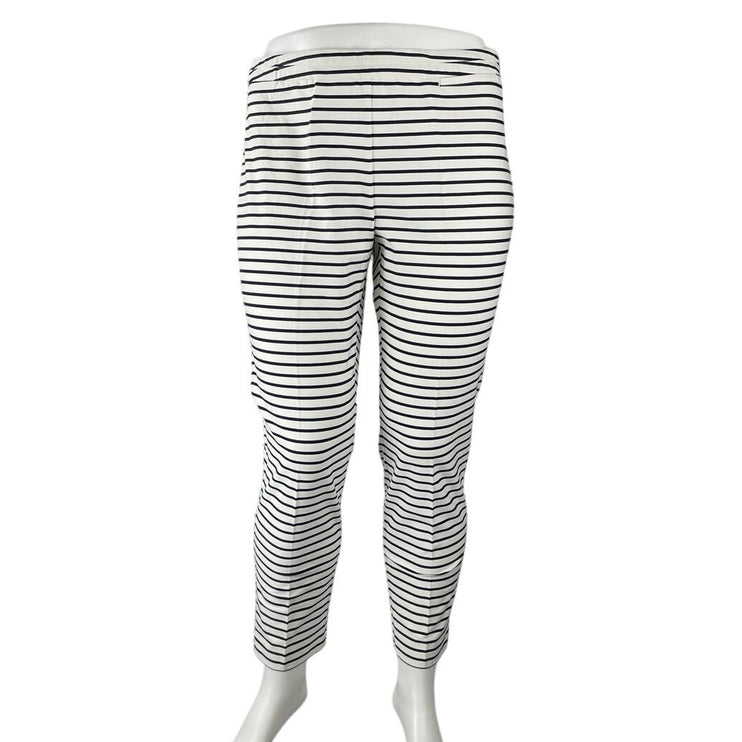 J. Jill Precision Stretch White Striped High Rise Pull On Straight Pants Size 18