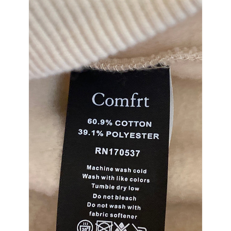 Comfrt Signature Hoodie Beige Embroidered Long Sleeve Sweater Sweatshirt Top XL