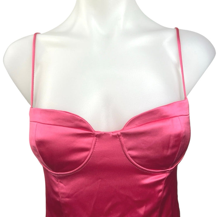 Zara NWT Pink Underwired Sleeveless Satin Camisole Tank Bodysuit Top Size S