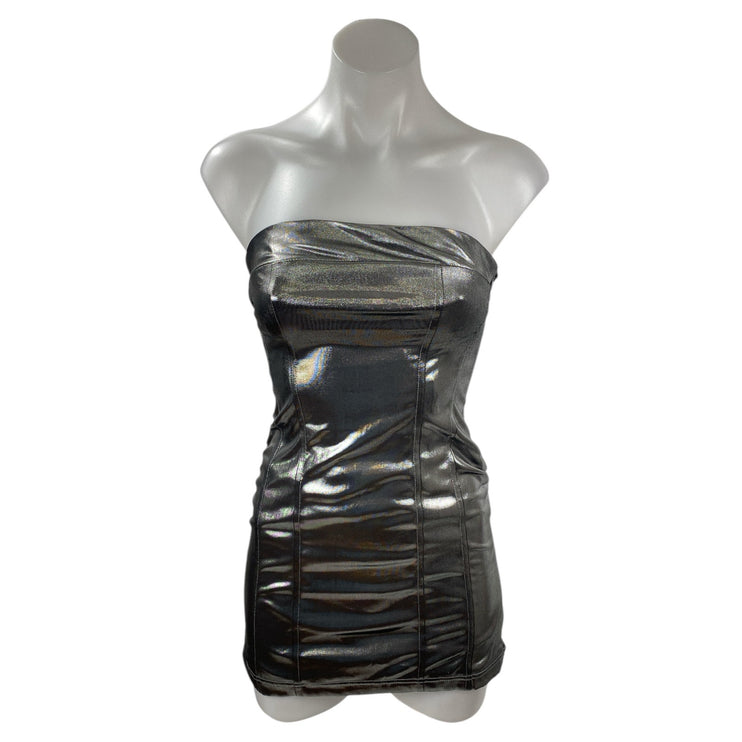 Urban Outfitters Sparkle & Fade Vinyl Bandeau Mini Bodycon Tank Tube Dress Sz XS