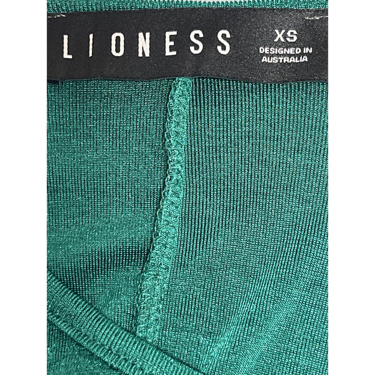 Lioness Women's Green Sleeveless High Neck Racerback Maxi Bodycon Dress Size XS
