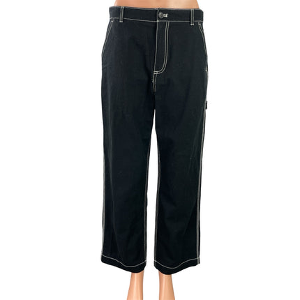 Gap Womens Black High Waisted Straight Wide Leg Carpenter Denim Jeans Pants Sz 6