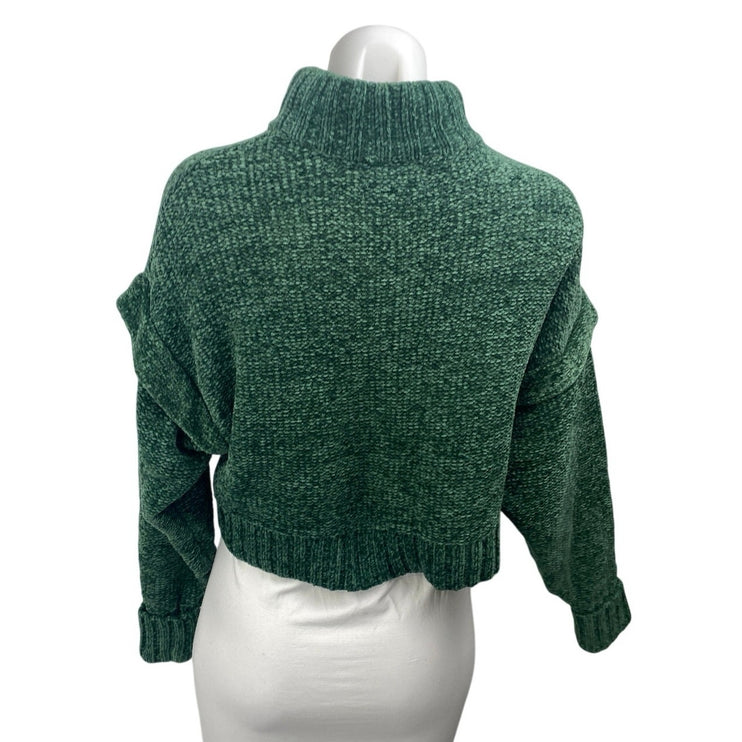 Urban Outfitters Daria Double Take Chenille Green Turtleneck Cropped Sweater XS