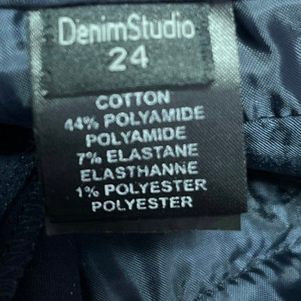 Denim Studio Blue Pinstriped Skinny Leg Mid Rise Zip Hem Trousers Dress Pants 24